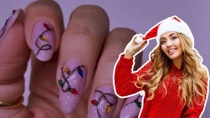 Diseños de uñas con luces navideñas: La más brillantes de la noche