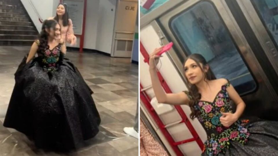 Quinceañera viaja en metro