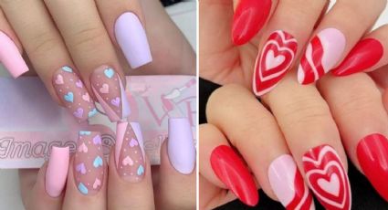 Nail art de corazón con uñas acrílicas para presumir este 14 de febrero	