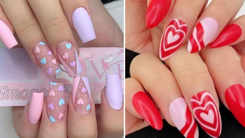 Uñas acrílicas de San Valentín