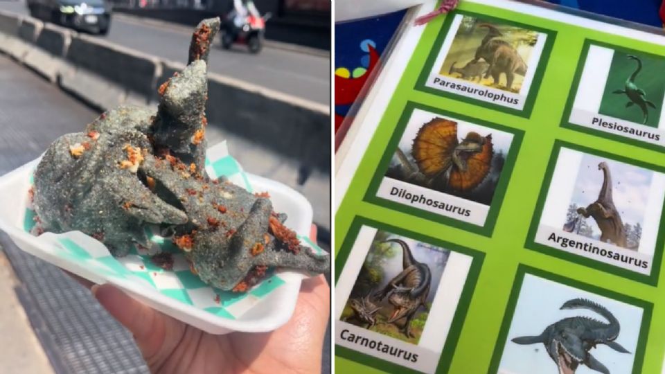 Las famosas dino quesadillas que se pueden conseguir en la Ciudad de México.