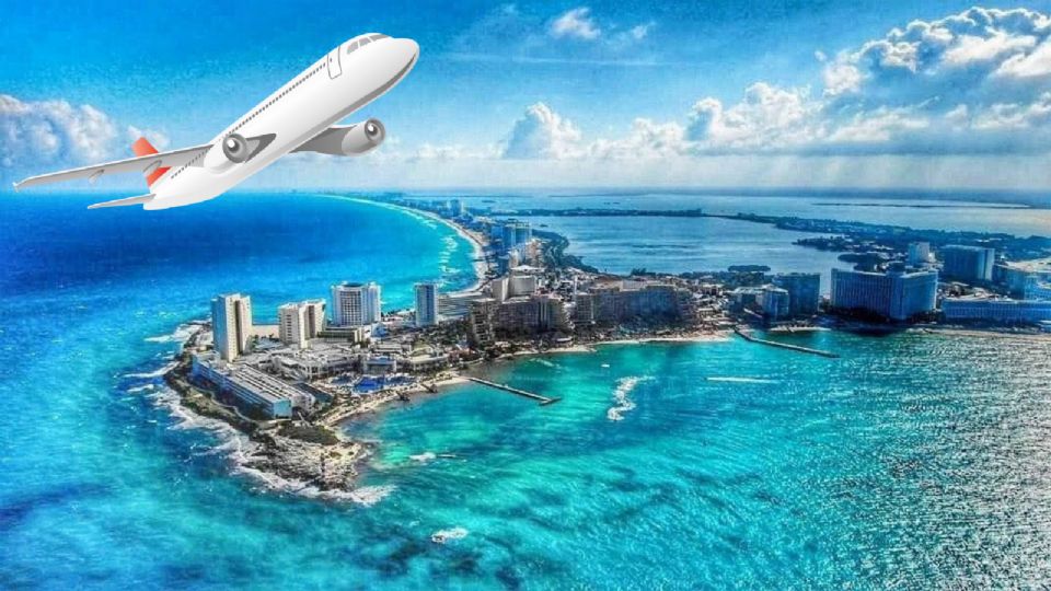 Fotografía aérea de las costas de Cancún, Quintana Roo.