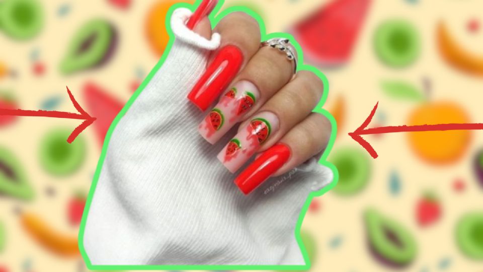 uñas con diseño de frutas