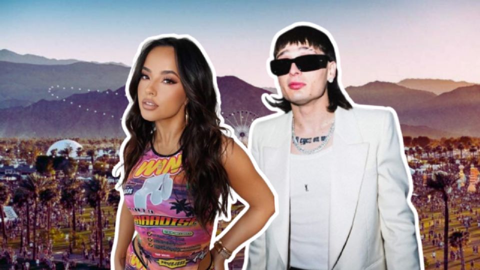 Becky G y Peso Pluma se presentan en el Coachella 2024.