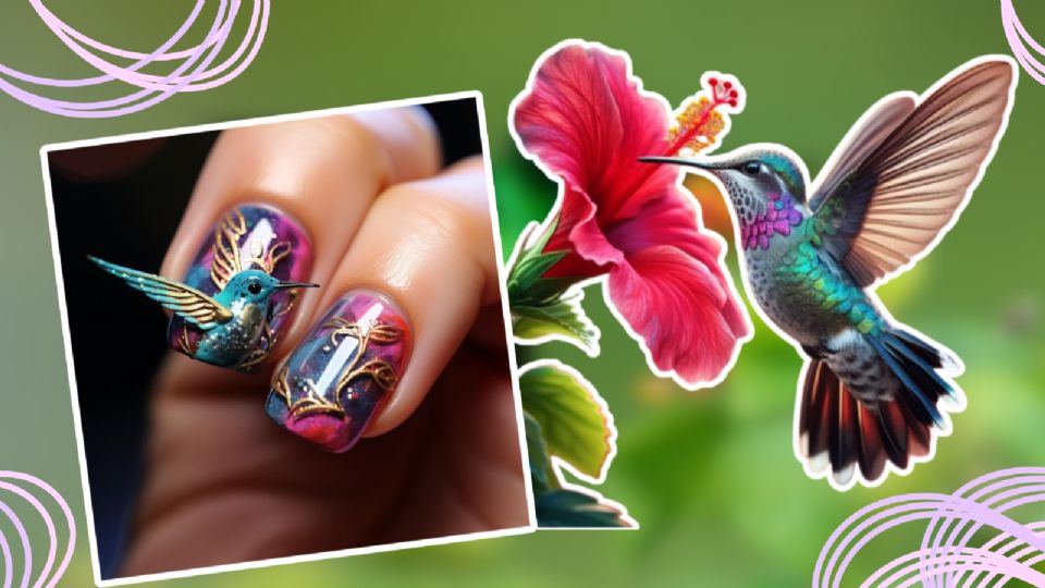 Uñas con colibríes