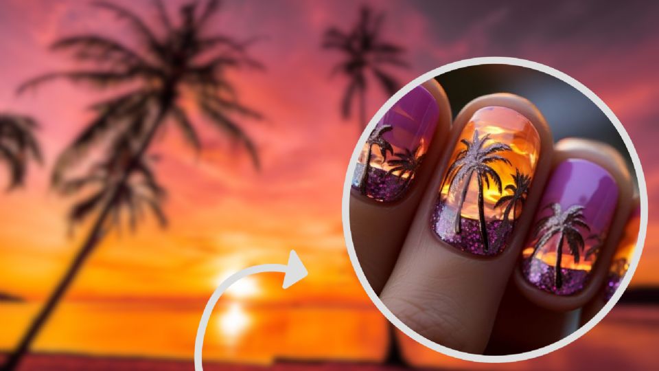 uñas con atardeceres