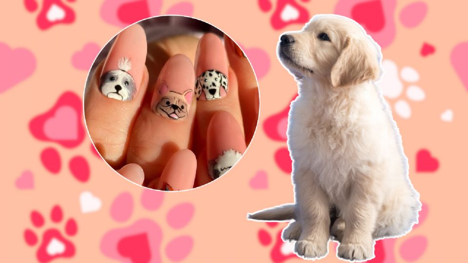 Uñas inspiradas en perritos.