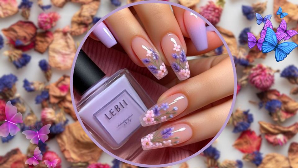 uñas con naturaleza muerta