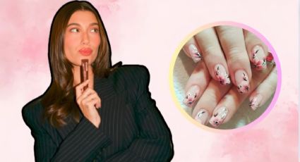 5 diseños de uñas cherry blossom al estilo Hailey Bieber