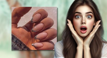 Uñas francesas con pedrería para lucir como toda una modelo de pasarela