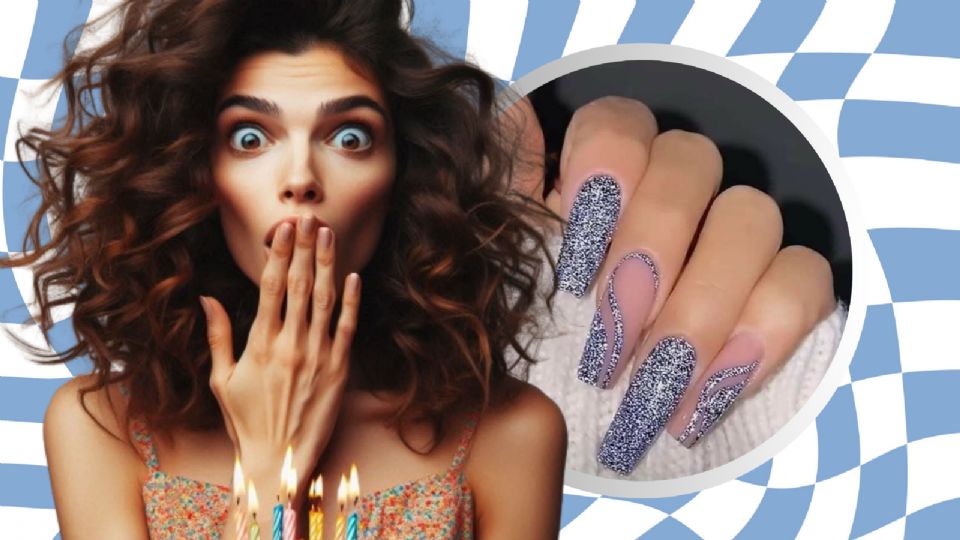 Uñas para vestido azul fuerte