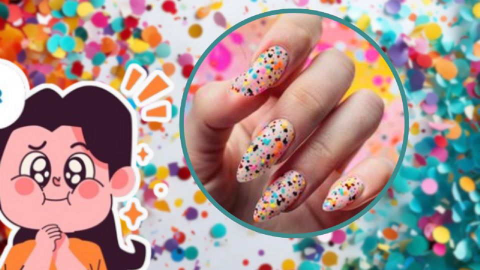 Uñas con confeti