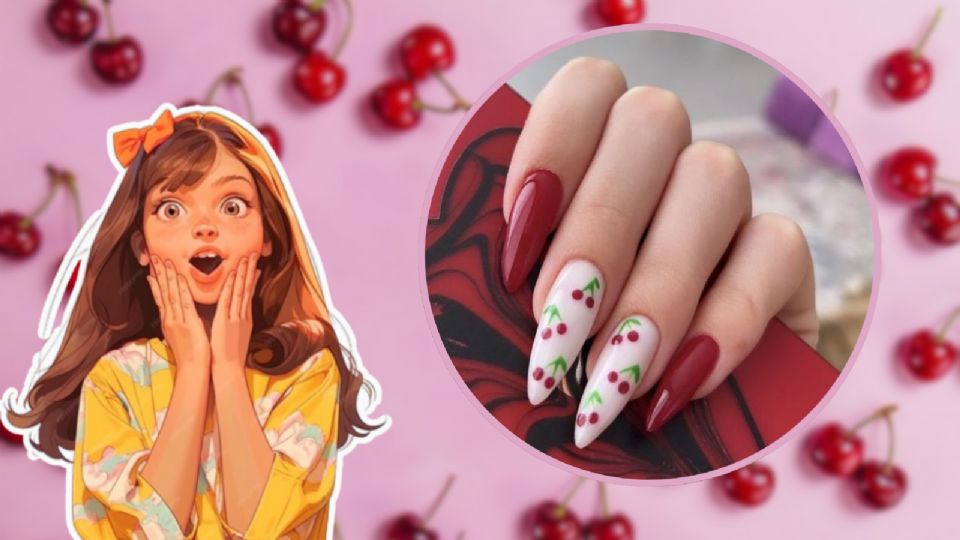 uñas con cerezas