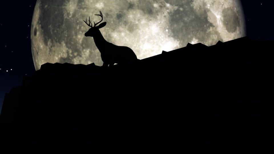 Vista de la Luna de Ciervo desde el hemisferio norte.