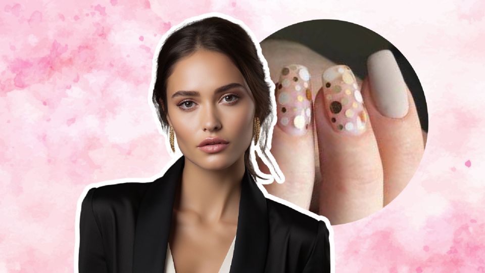 Uñas de confeti rosa elegantes